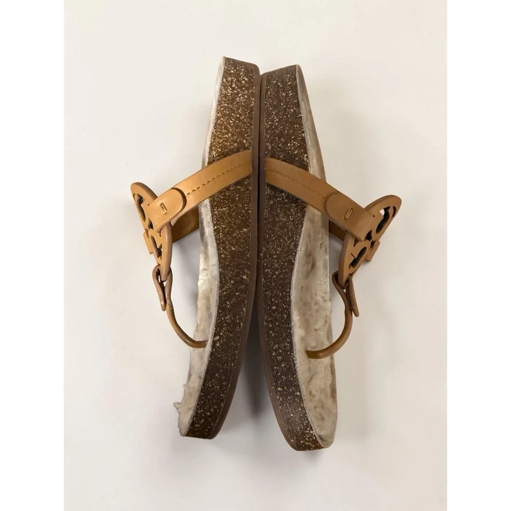 Tory Burch MILLER CLOUD Sandal Cork Shearling Caramel Size 8 Style 86568
